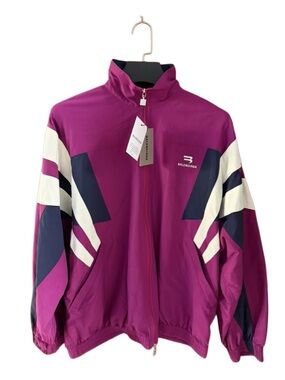 Balenciaga Magenta and Navy Colorblock Sport Jacket